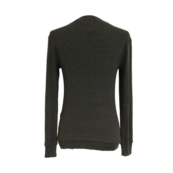 Lauren Jeans Co. 100% Cotton Heather Gray V-Neck Snap Cardigan Zip Pockets - Picture 2 of 7